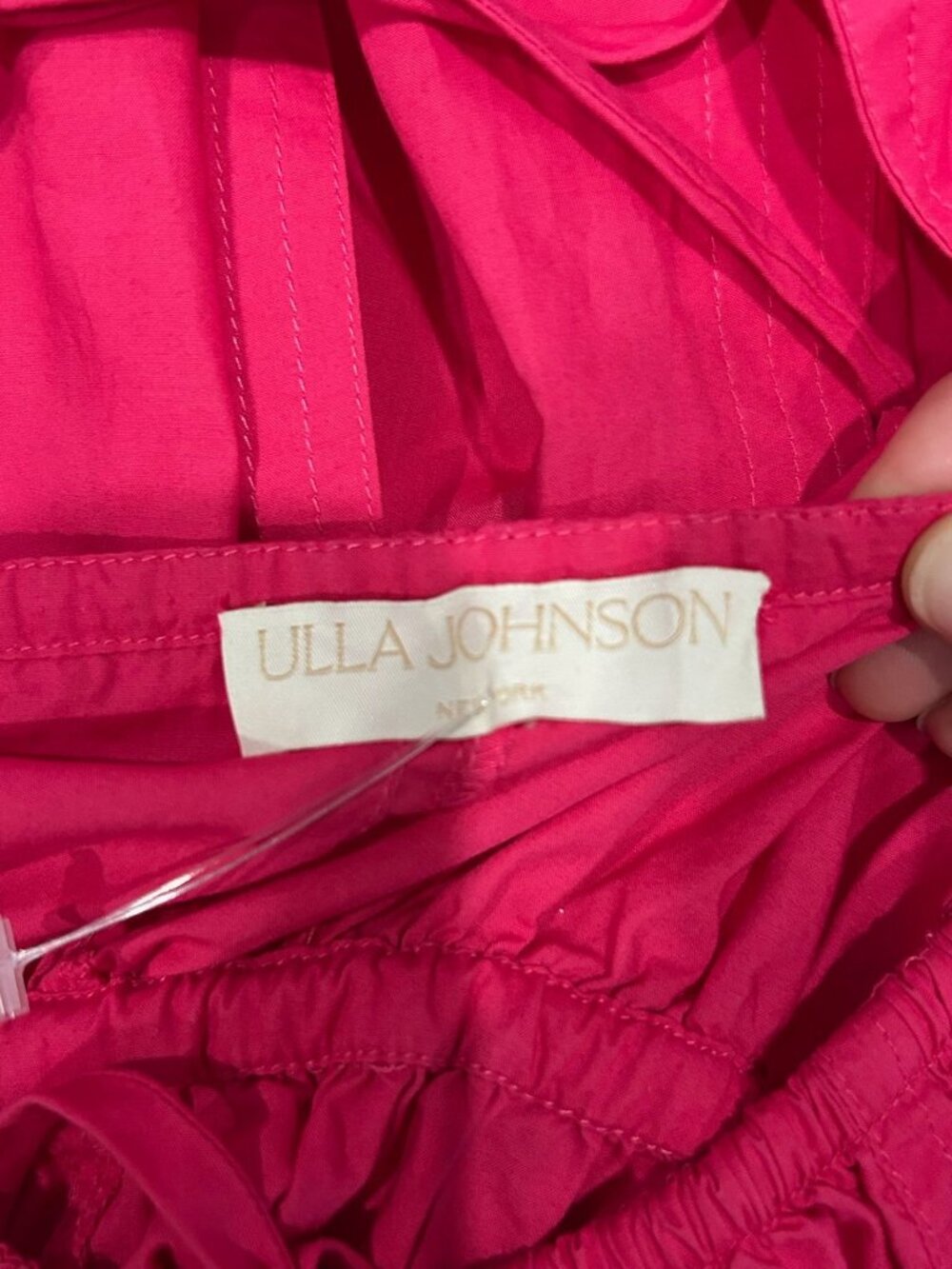 Ulla Johnson 8 Red Puff Sleeve Midi Dress Open Back Tie Coquette Milkmaid - Picture 7 of 12